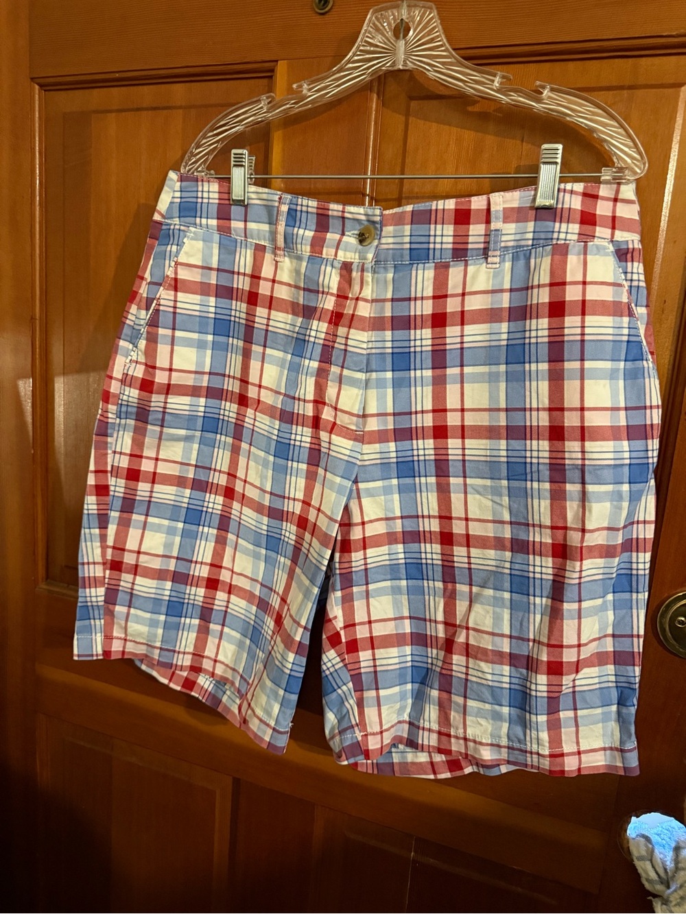 Kim Rogers Red, Blue & White Plaid Flat Front women’s Shorts